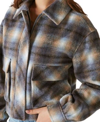Lucky Brand Women's Cropped Plaid Shirt Jacket
