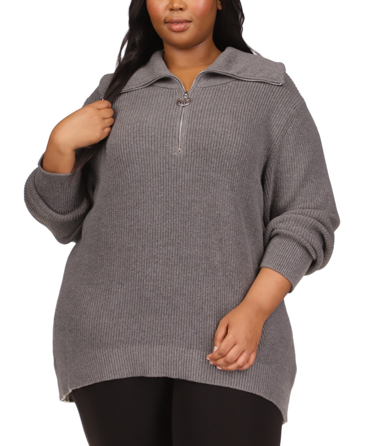 Michael Kors Michael  Plus Size Wing-collar Sweater In Derby Heather