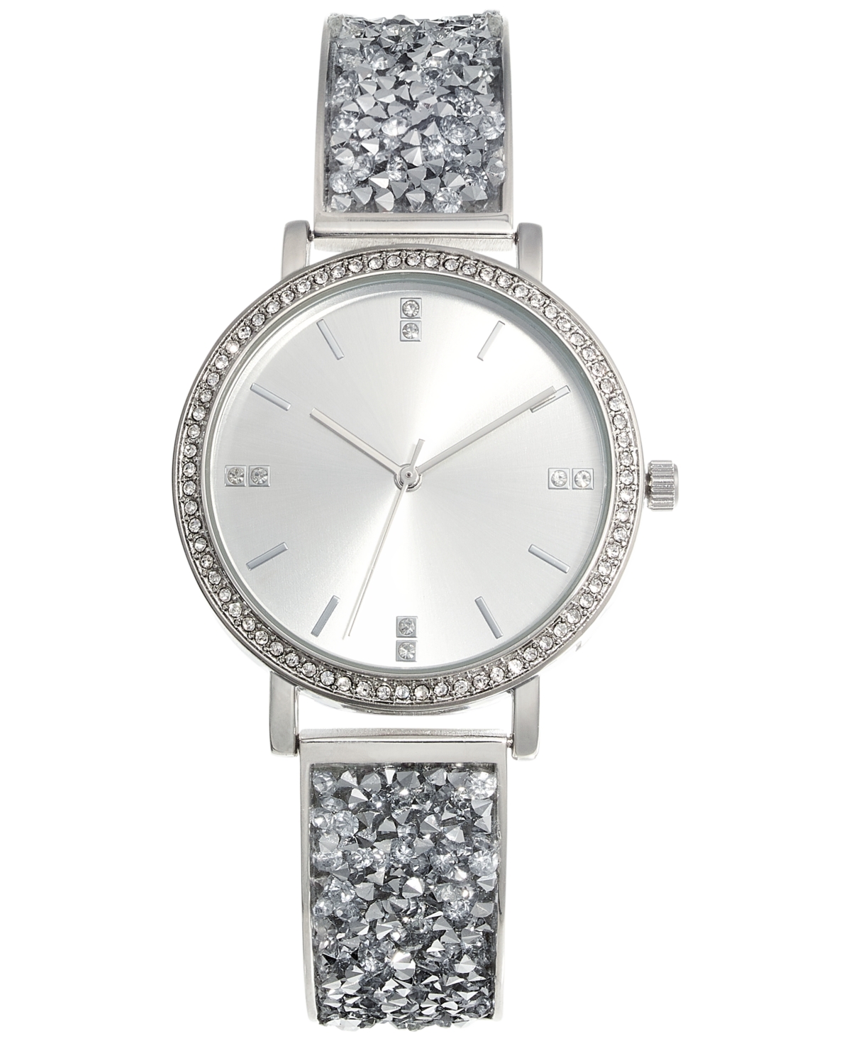 Inc International Concepts Women's Druzy Stone Silver-tone Bracelet Watch 36mm, Created For Macy's