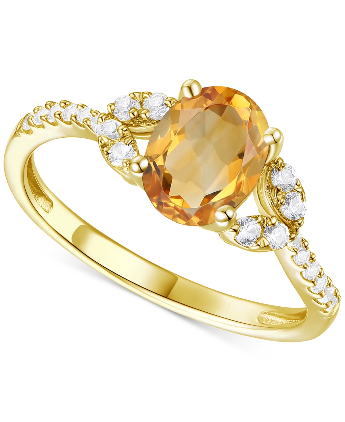 Macy's Citrine (1 Ct. T.w.) & Lab-grown White Sapphire (1/4 Ct. T.w.) Ring In 14k Gold-plated Sterling Silv