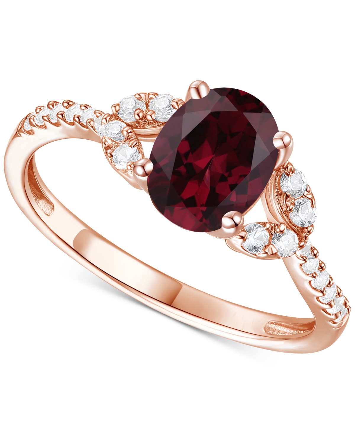 Macy's Citrine (1 Ct. T.w.) & Lab-grown White Sapphire (1/4 Ct. T.w.) Ring In 14k Gold-plated Sterling Silv In Garnet