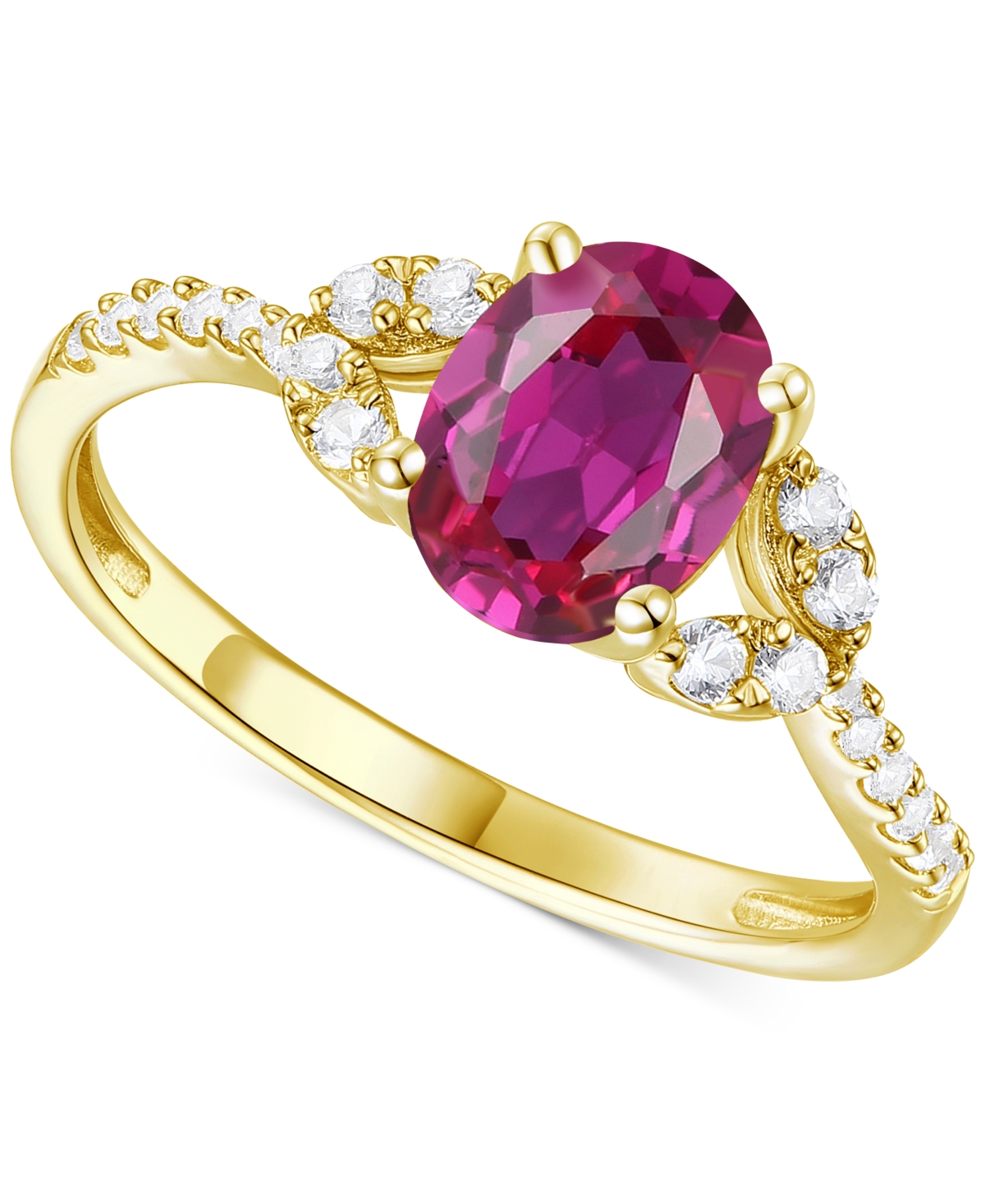 Macy's Citrine (1 Ct. T.w.) & Lab-grown White Sapphire (1/4 Ct. T.w.) Ring In 14k Gold-plated Sterling Silv In Ruby