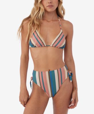 O'neill Oneill Womens Kendari Striped Venice Bikini Top Matching Side Tie Bikini Bottoms In Multi Colored
