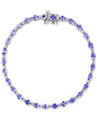 EFFY&reg; Tanzanite (4-3/4 ct. t.w.) & Diamond (1/20 ct. t.w.) Link Bracelet in Sterling Silver