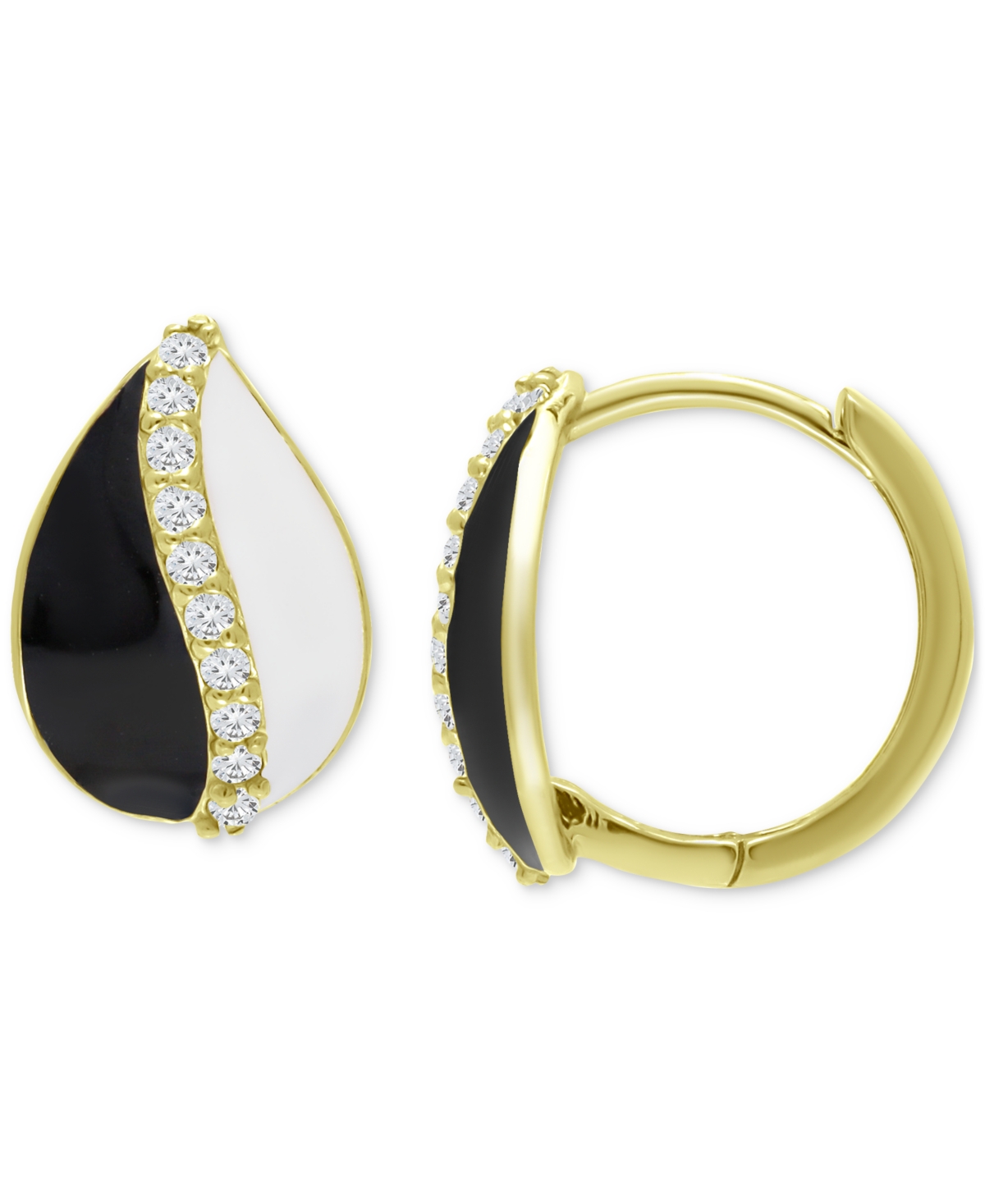 Giani Bernini Cubic Teardrop Huggie Hoop Earrings, Sterling Silver or 18K- Gold Over Silver