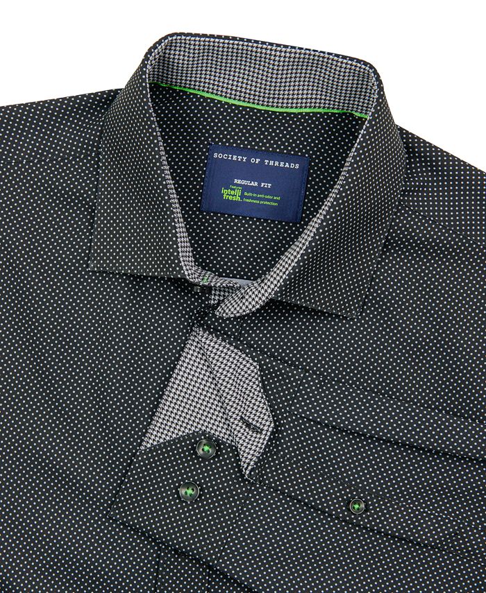 Society of Threads Men's Regular Fit NonIron Dot Print Performance Dress Shirt Macy's