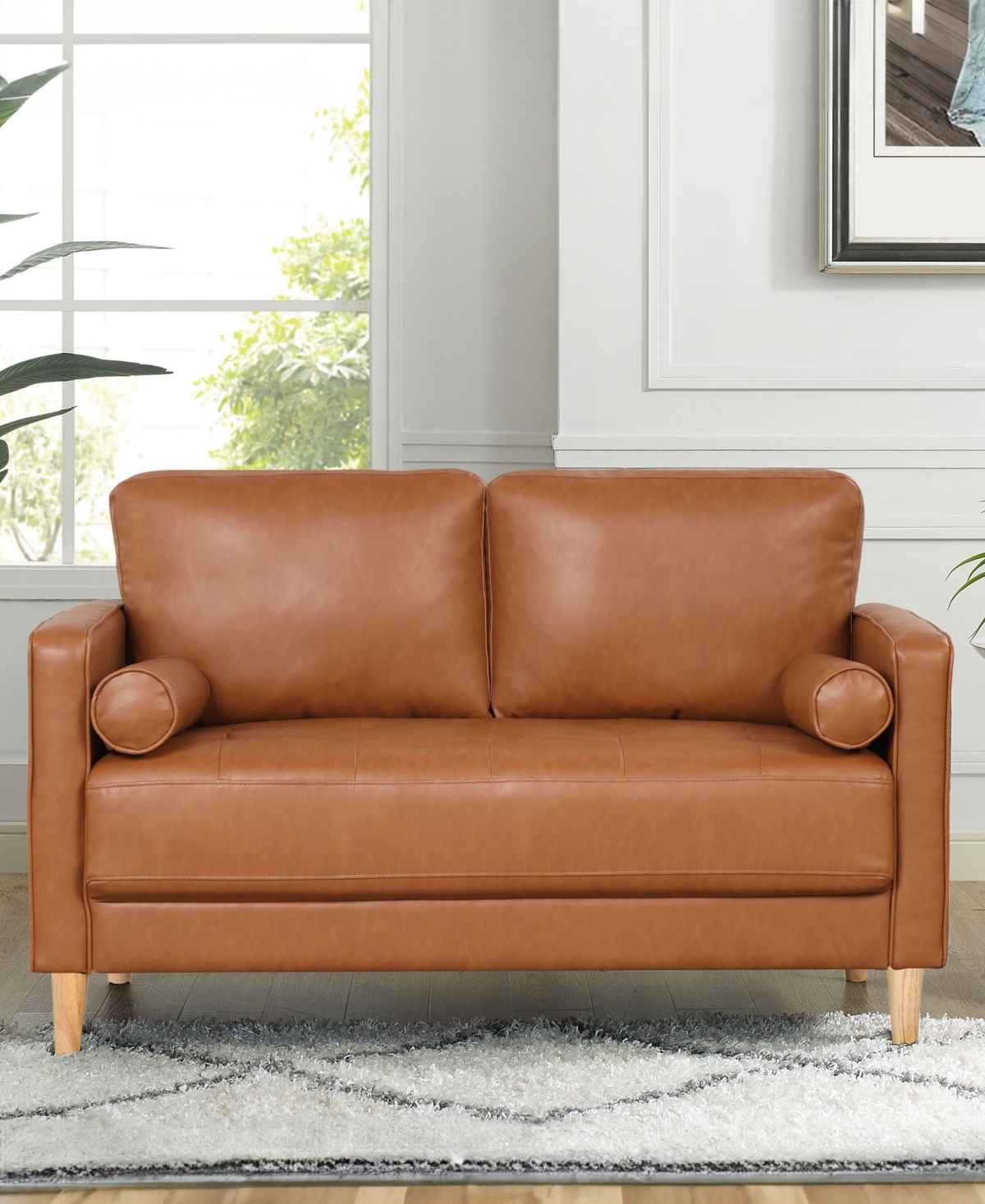 Shop Lifestyle Solutions 52" Faux Leather Morris Loveseat In Caramel