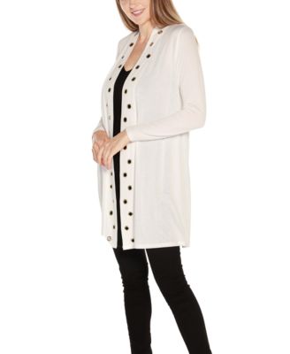 Women's Long Sleeve Grommet-Trim Cardigan Top
