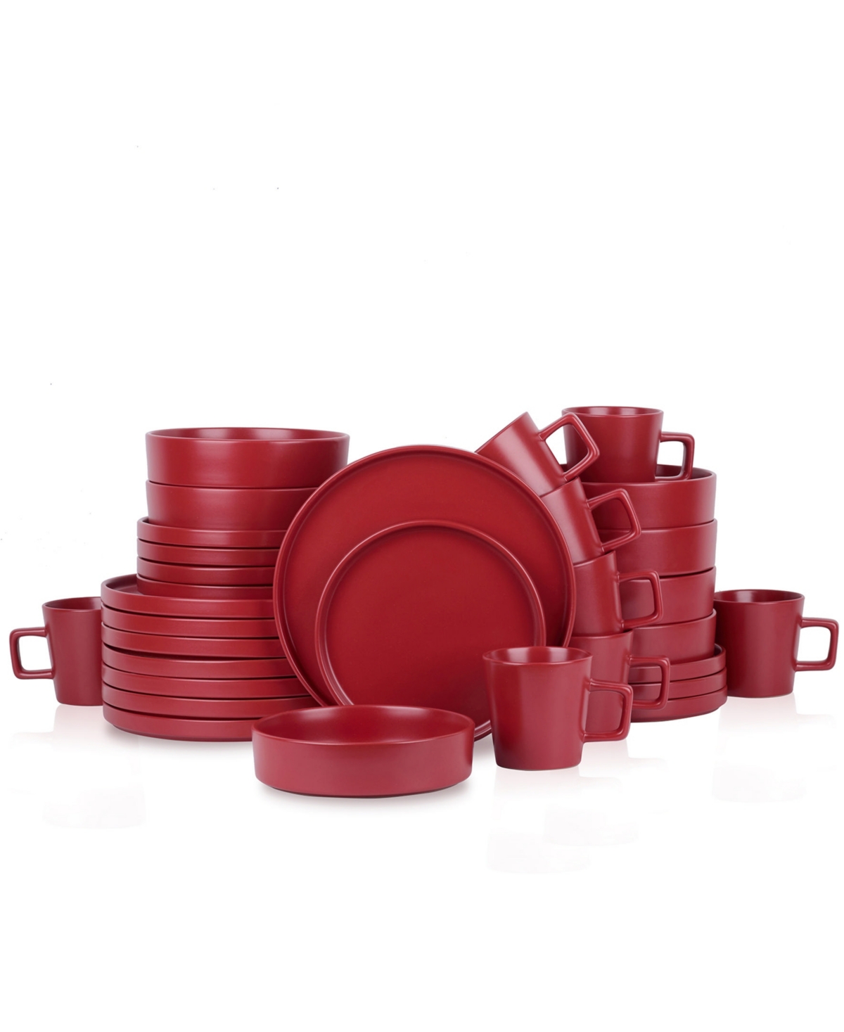 Cleo 32 Piece Stoneware Full Set, Service for 8 - Red