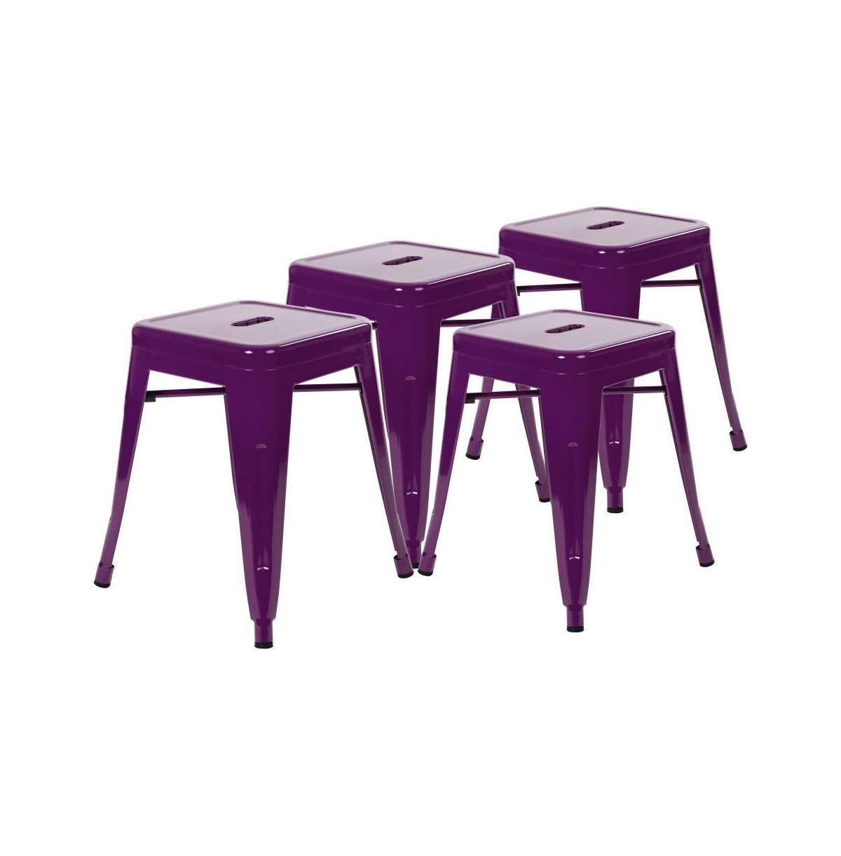 Merrick Lane Set Of 4 Sloane High Backless Stacking Dining Stools With Durable Metal Frame