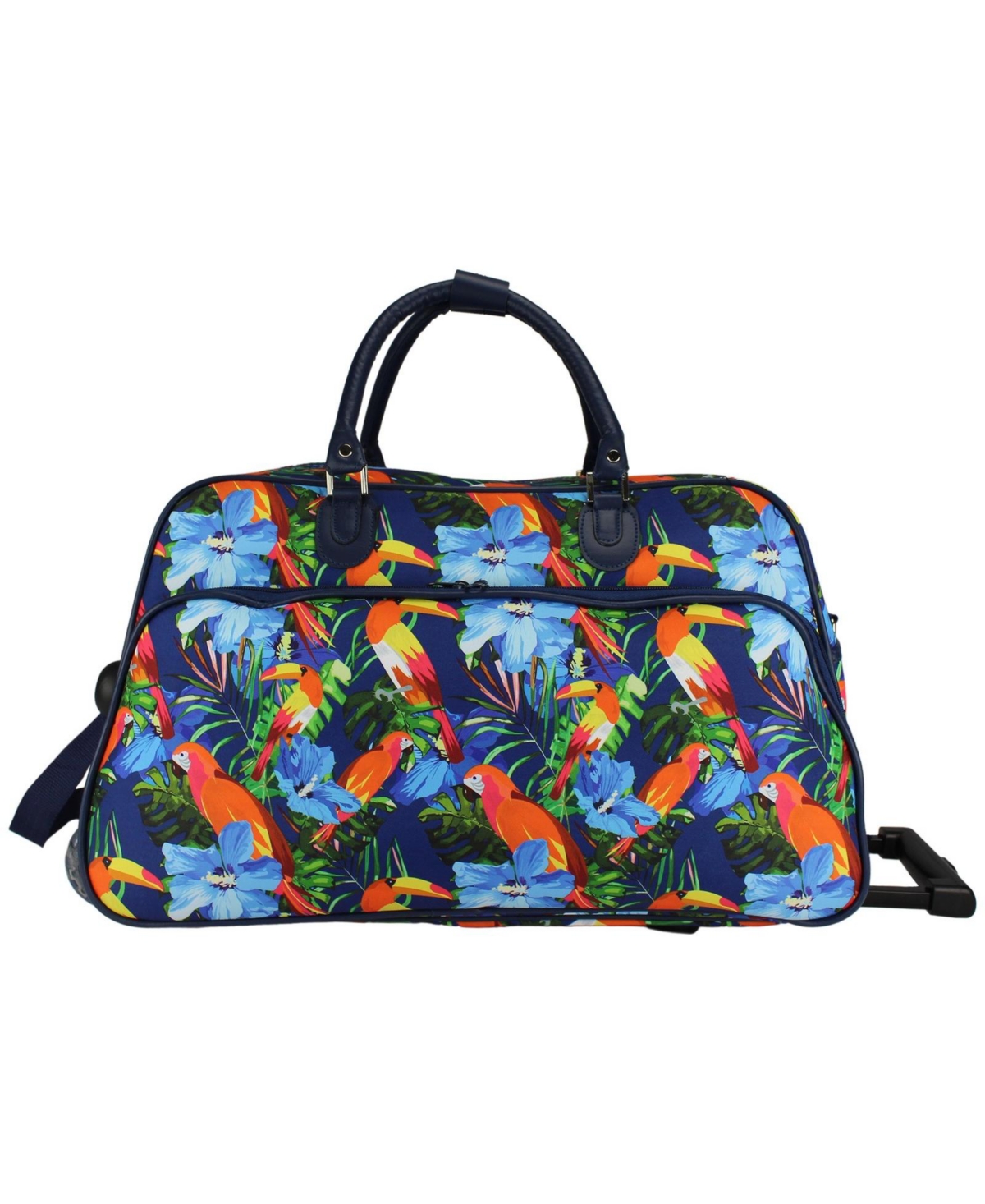 Wildlife Edit 21-Inch Carry-On Rolling Duffel Bag - Parrot hibiscus