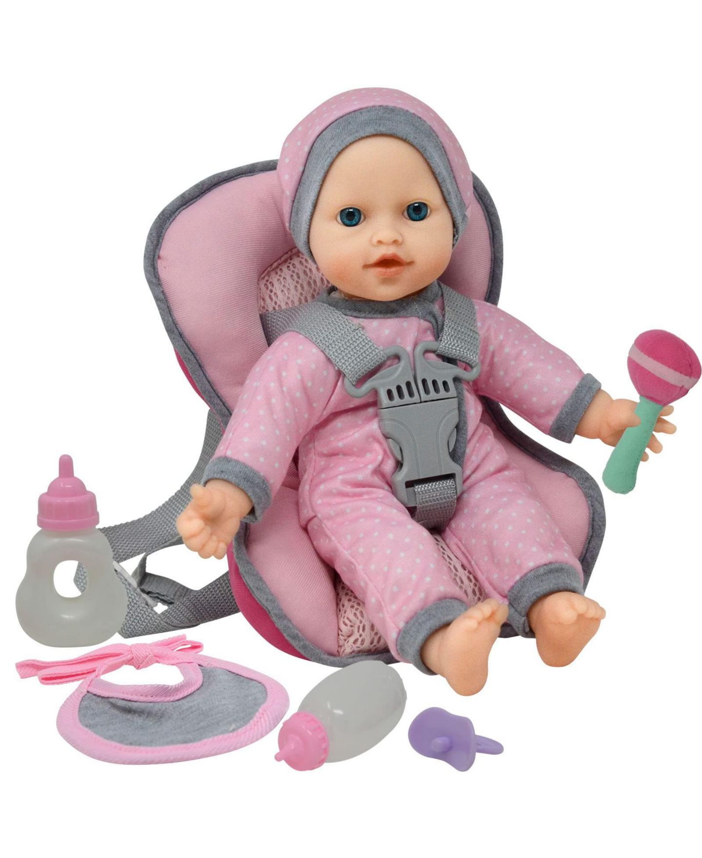 Набор The New York Doll Collection: кукла 12 дюймов с рюкзаком-переноской и автокреслом, цвет: Розовый, вариант 1 — фото 1