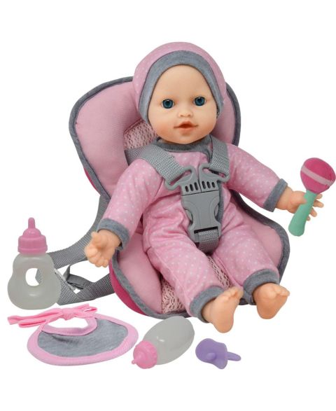 Набор The New York Doll Collection: кукла 12 дюймов с рюкзаком-переноской и автокреслом, цвет: Розовый