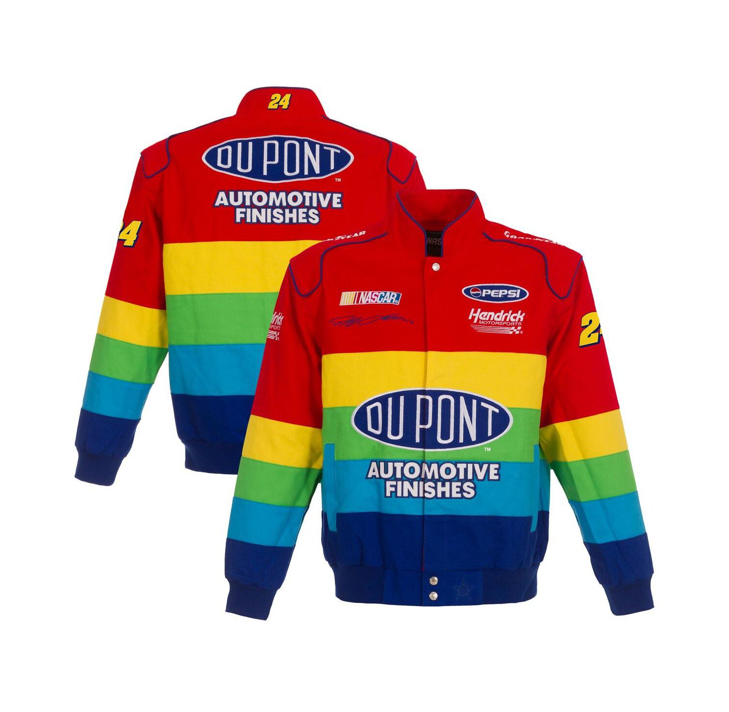 Men's Red, Blue Jeff Gordon Twill Uniform Full-Snap Jacket
