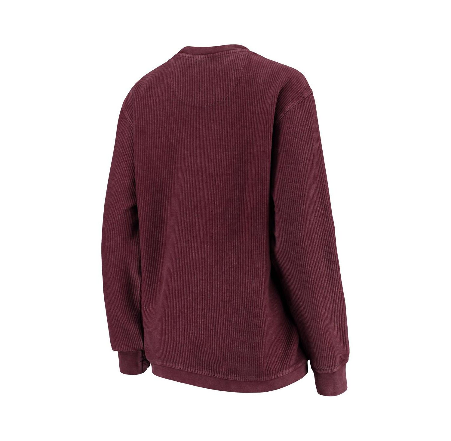 Women's Maroon Distressed Texas A&M Aggies Comfy Cord Vintage-Like Wash Basic Arch Pullover Sweatshirt