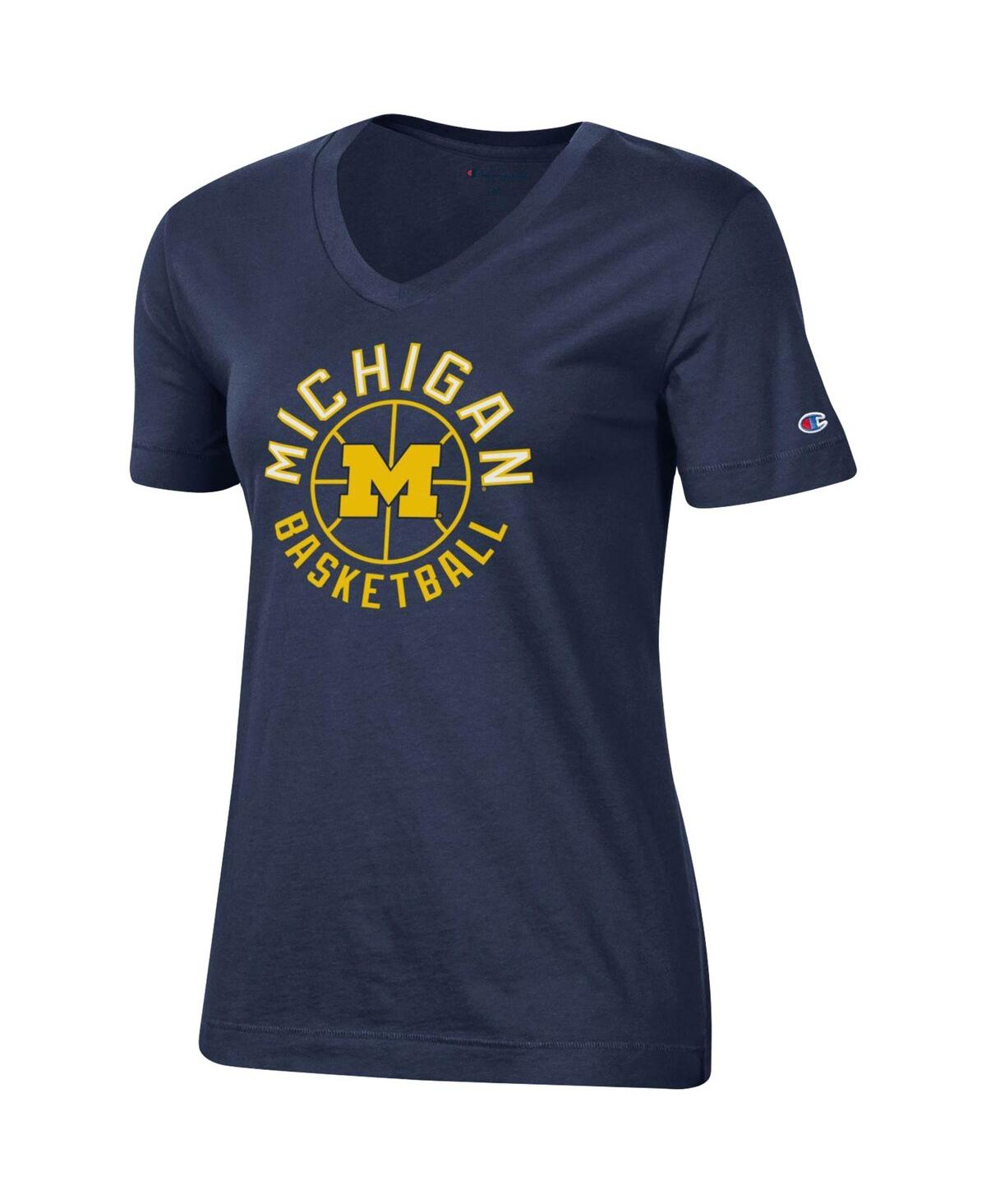 Shop Champion Women's  Navy Michigan Wolverines Basketball V-neck T-shirt