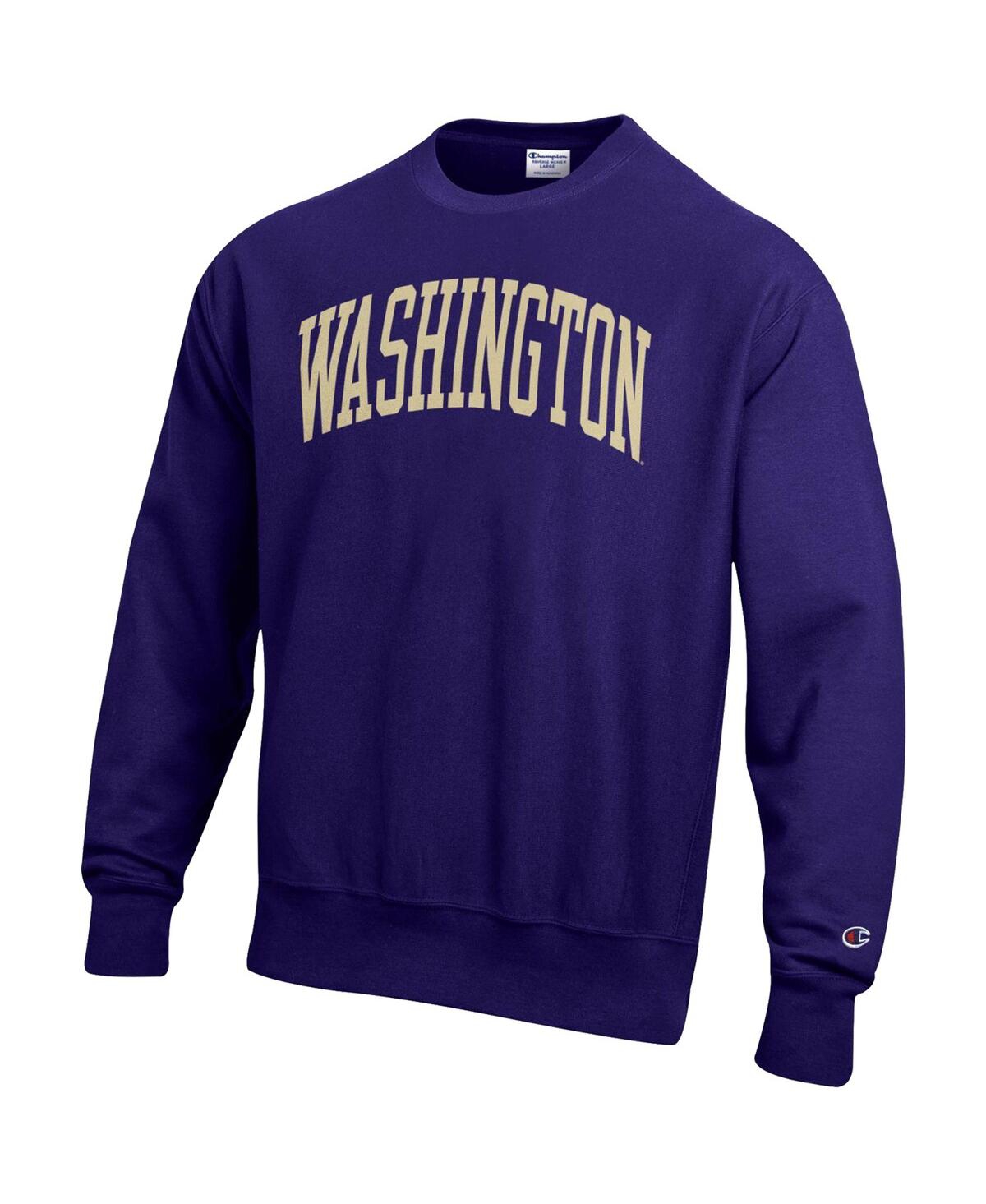 Shop Champion Men's  Purple Washington Huskies Arch Reverse Weave Pullover Sweatshirt
