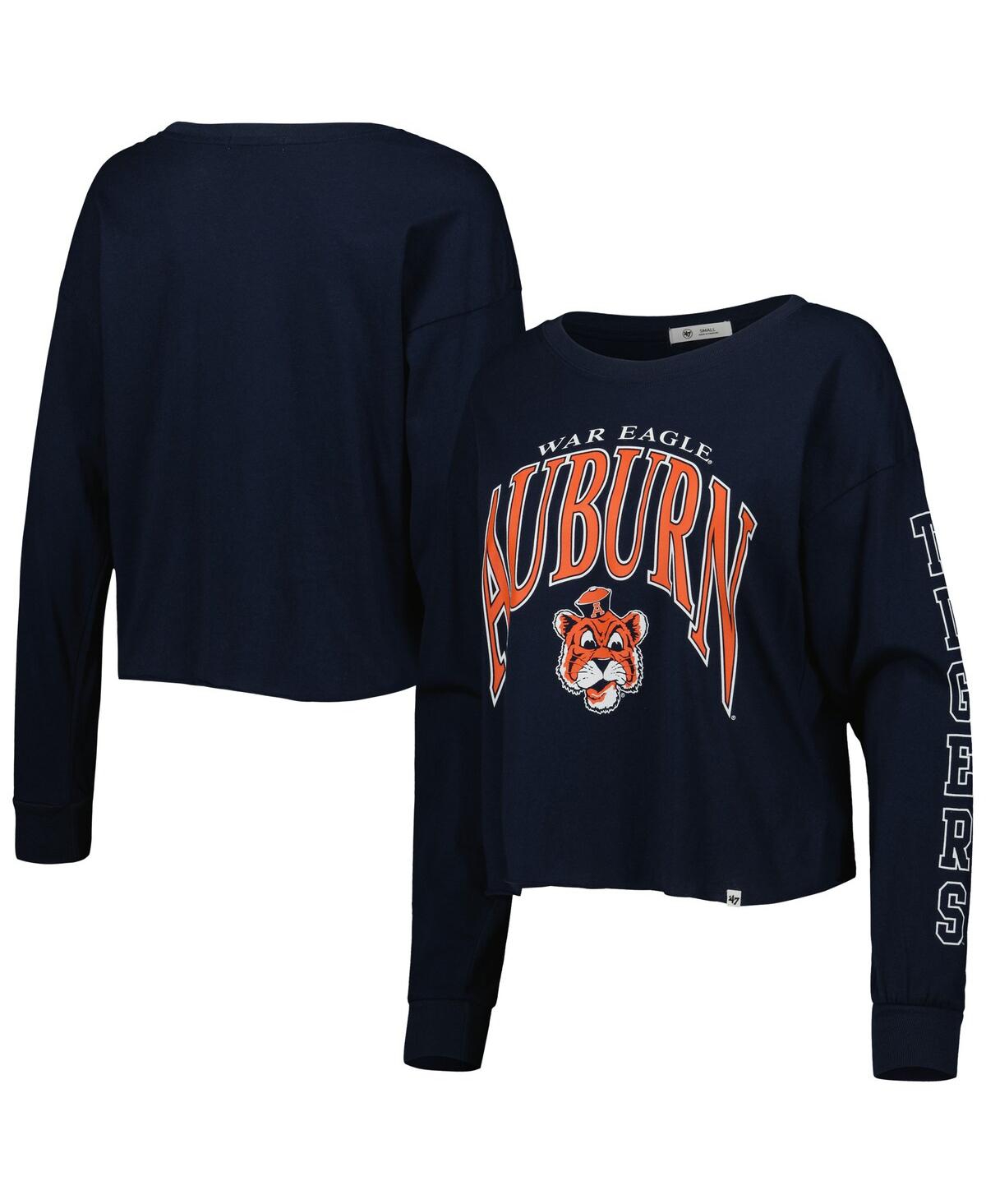 47 Brand Women's ' Navy Auburn Tigers Parkway Ii Cropped Long Sleeve T-shirt