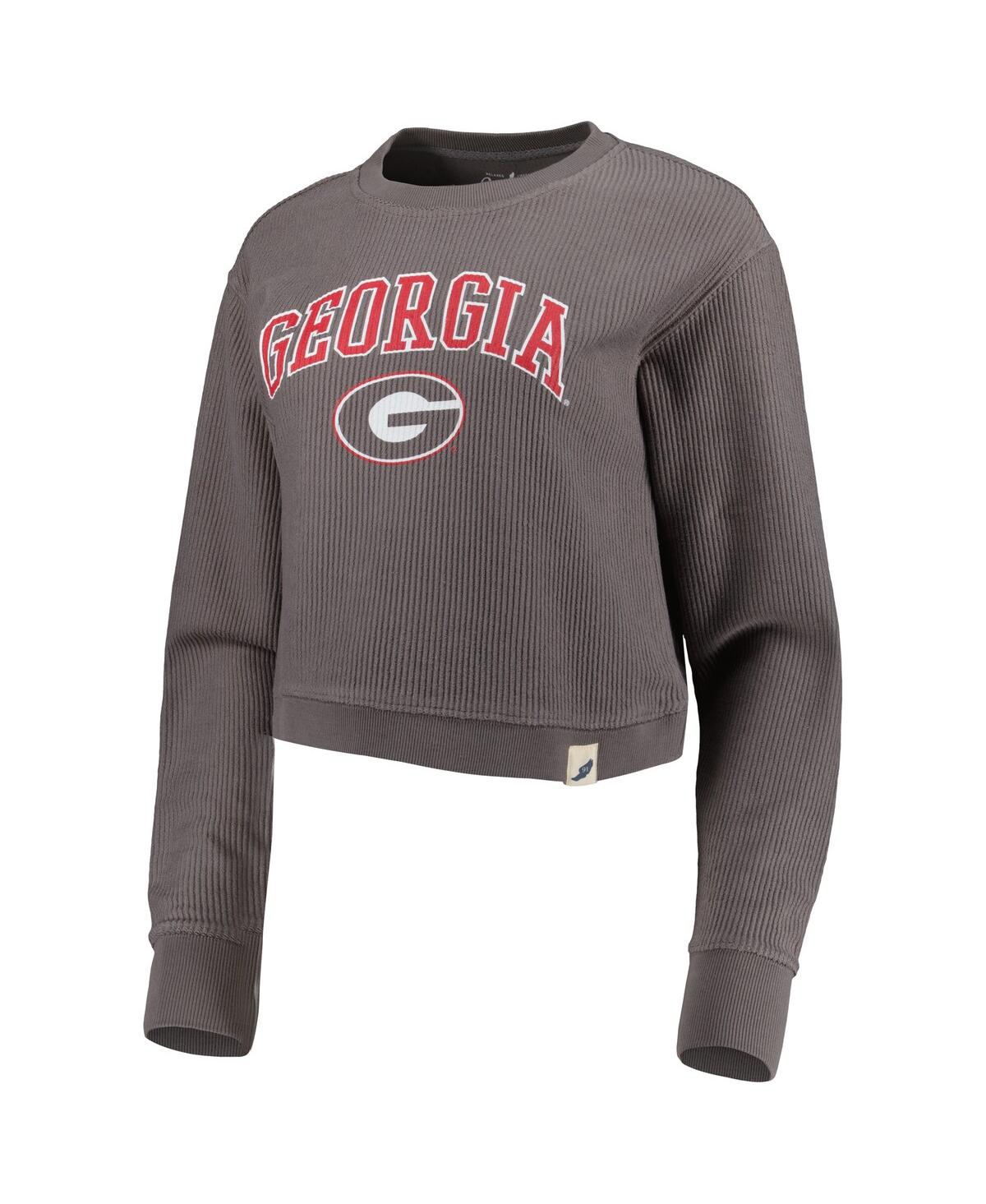 Shop League Collegiate Wear Women's  Gray Georgia Bulldogs Classic Campus Corded Timber Sweatshirt