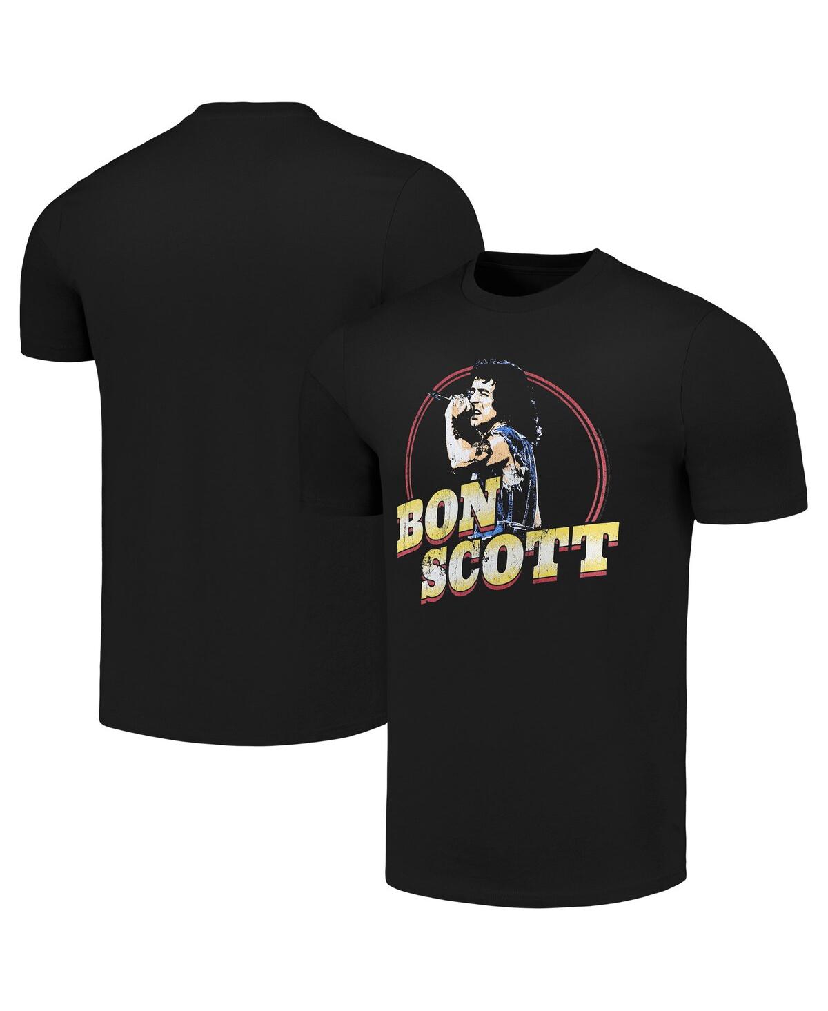 Men's Black Bon Scott Gold Name T-shirt - Black