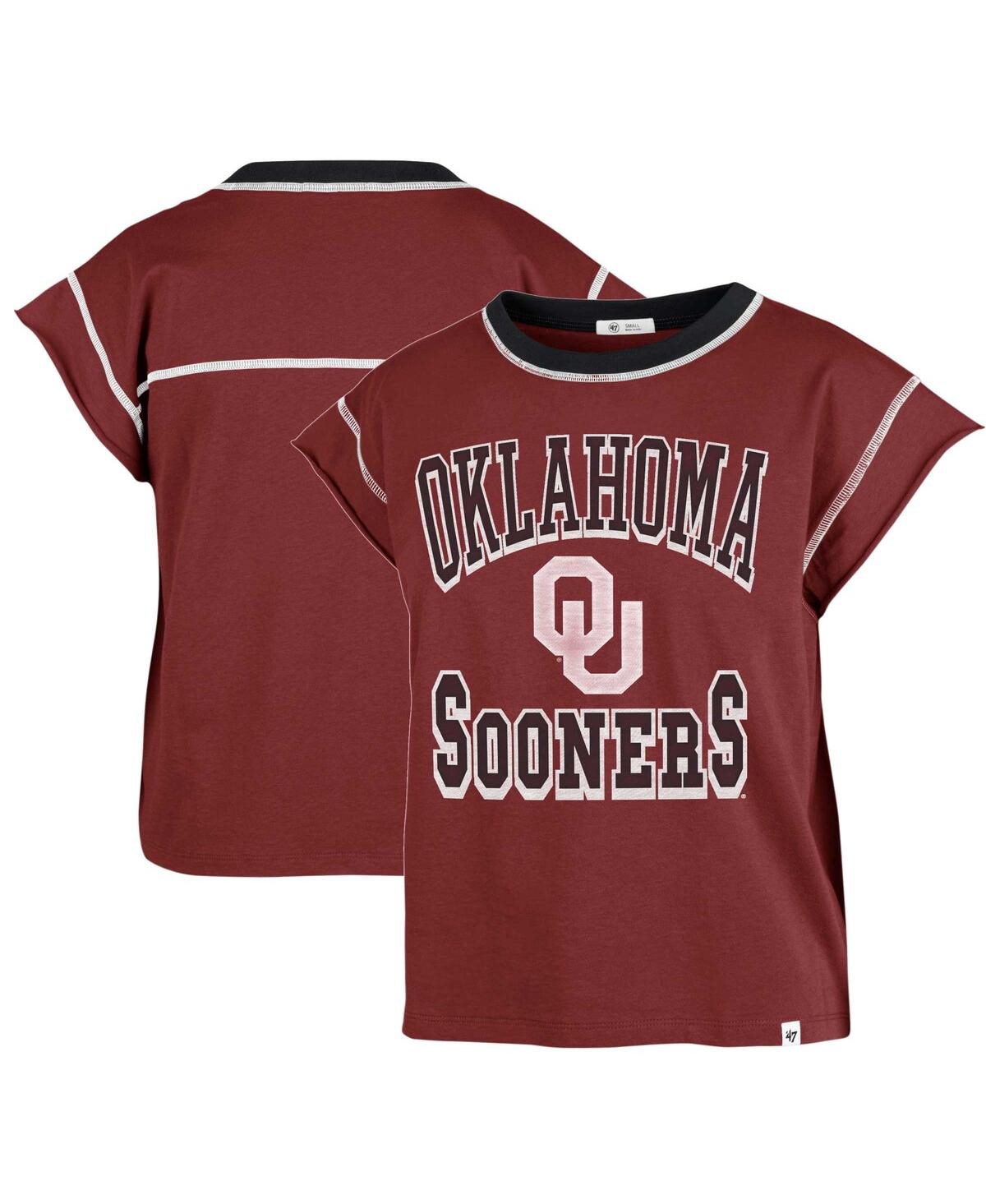 47 Brand Women's ' Crimson Oklahoma Sooners Sound Up Maya Cutoff T-shirt