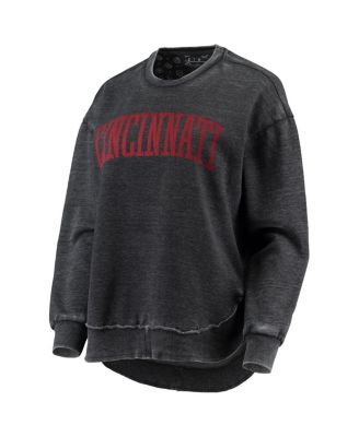Women's Black Distressed Cincinnati Bearcats Vintage-Like Wash Pullover Sweatshirt