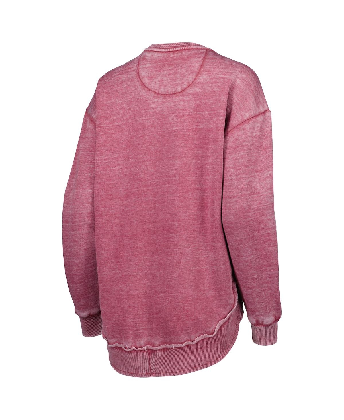 PRESSBOX WOMEN'S PRESSBOX CRIMSON DISTRESSED OKLAHOMA SOONERS VINTAGE-LIKE WASH PULLOVER SWEATSHIRT 