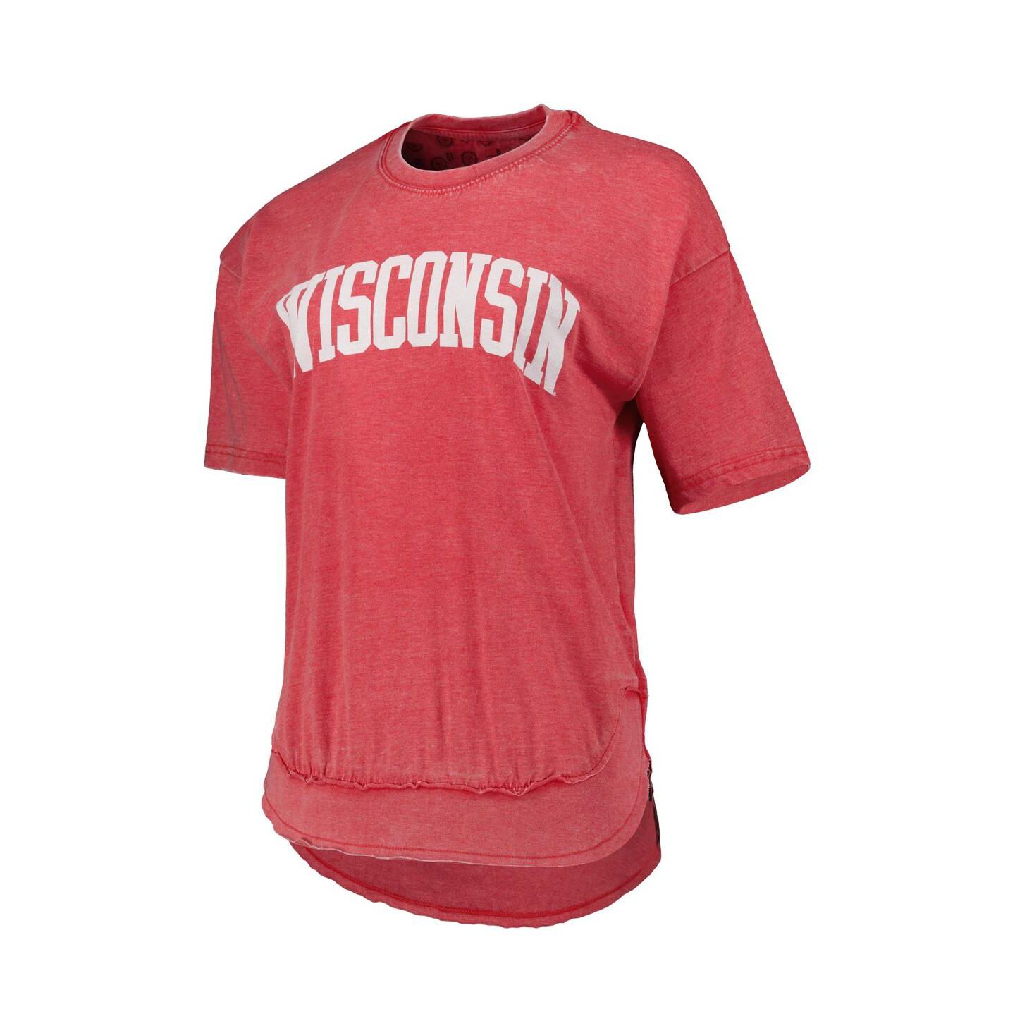 Женская футболка Pressbox Heathered Red Distressed Wisconsin Badgers Arch Poncho — фото 2