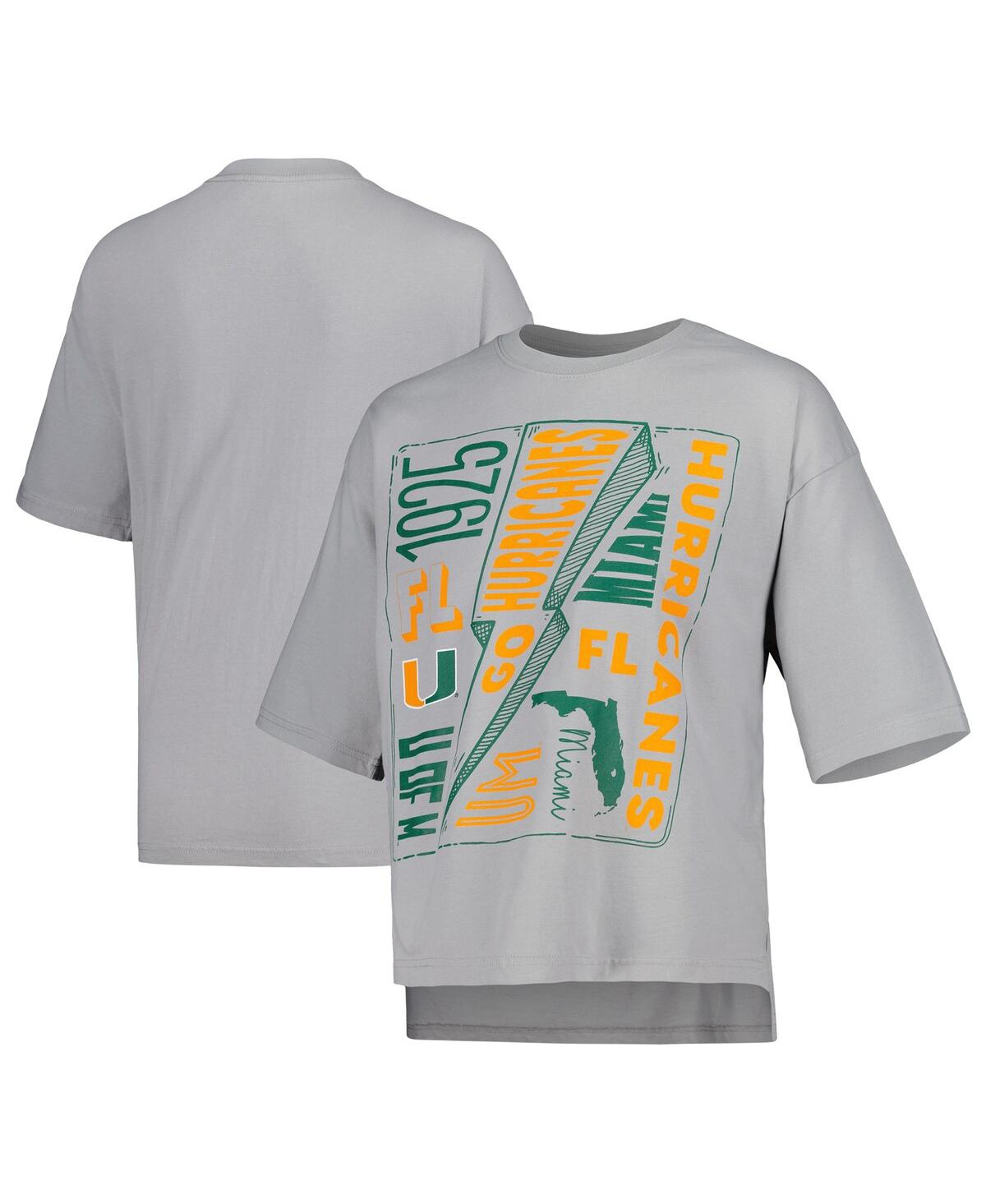 PRESSBOX WOMEN'S PRESSBOX SILVER MIAMI HURRICANES ROCK & ROLL SCHOOL OF ROCK T-SHIRT 