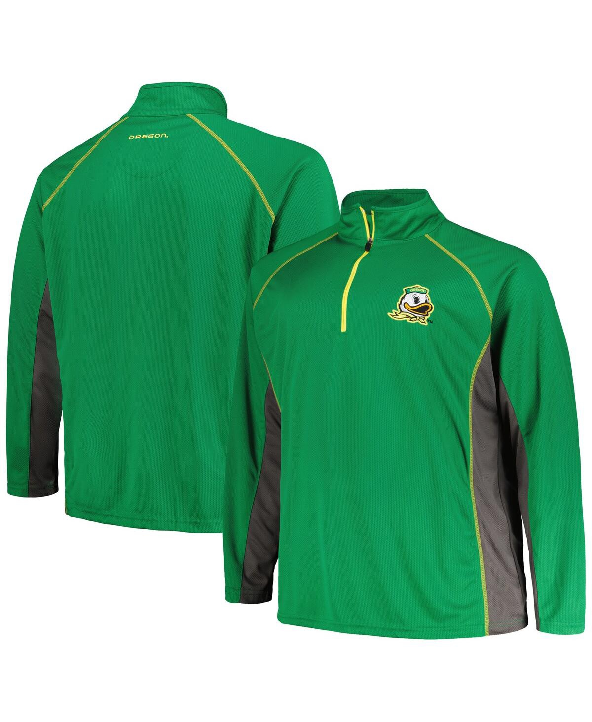 Shop Profile Men's  Green Oregon Ducks Big And Tall Quarter-zip Raglan Sleeve Pullover Jacket
