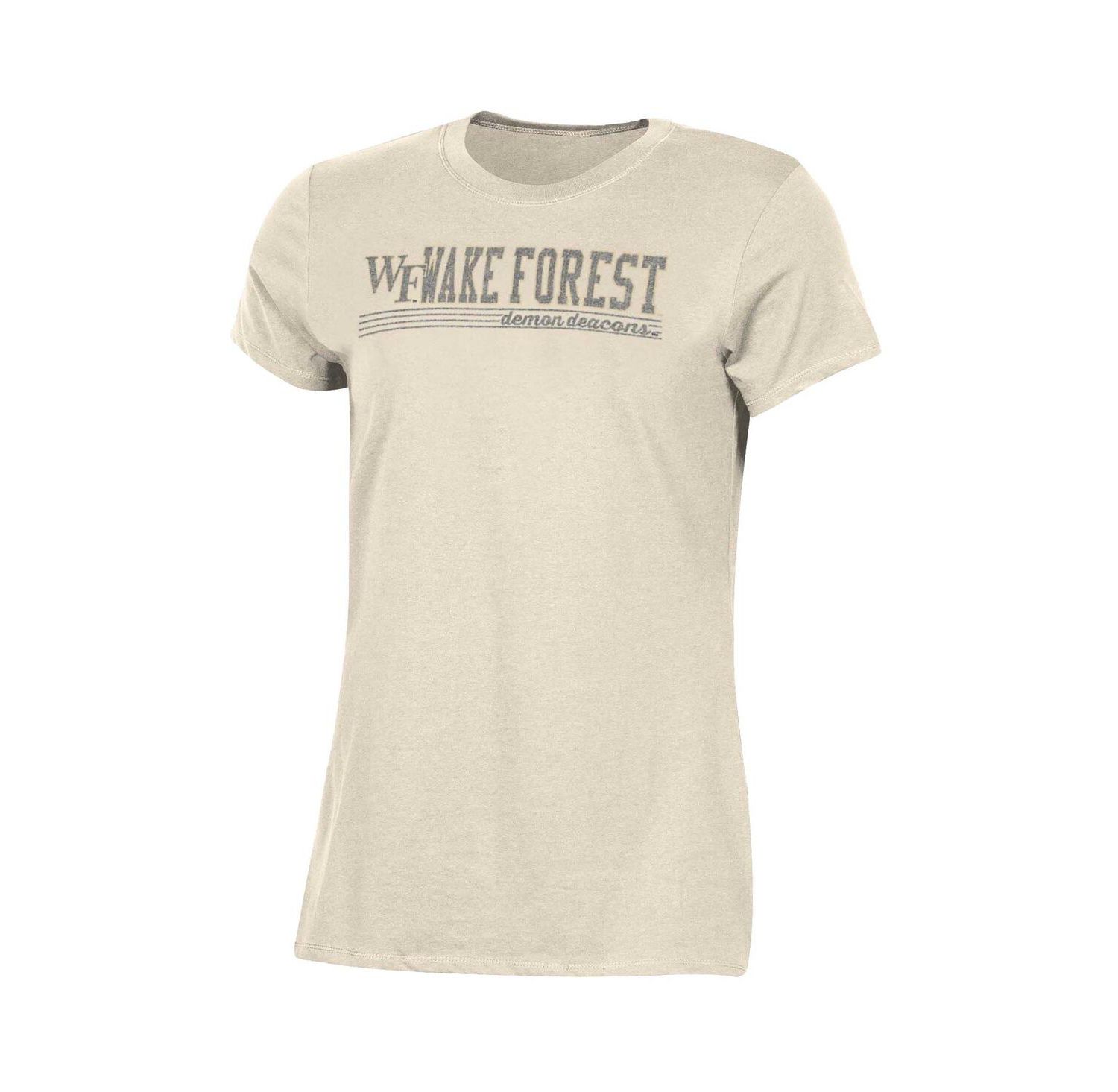 Women's Cream Distressed Wake Forest Demon Deacons Classic T-shirt