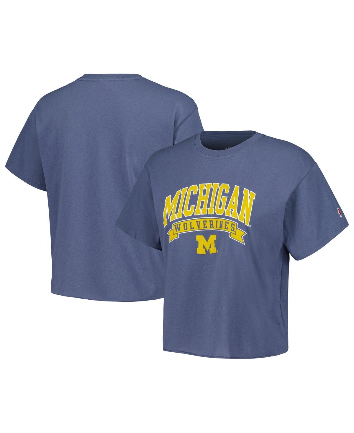 League Collegiate Wear Women's  Navy Michigan Wolverines Banner Clothesline Cropped T-shirt