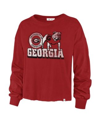 Women's Red Distressed Georgia Bulldogs Bottom Line Parkway Long Sleeve T-shirt