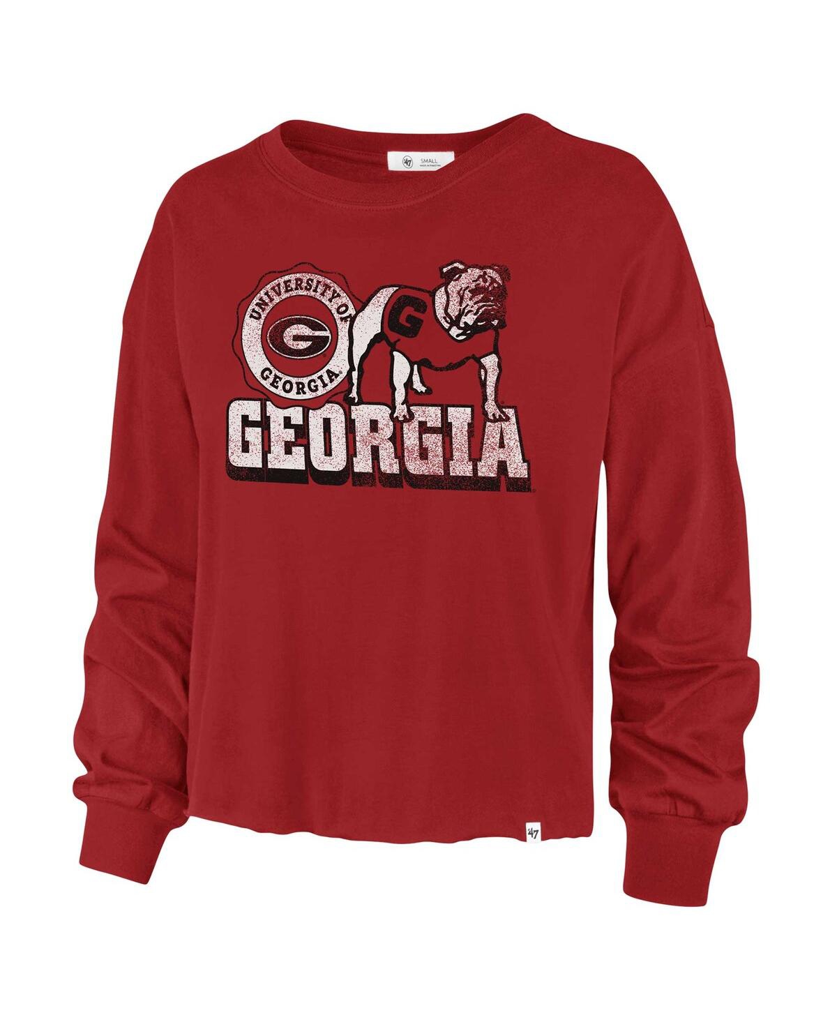 Shop 47 Brand Women's ' Red Distressed Georgia Bulldogs Bottom Line Parkway Long Sleeve T-shirt