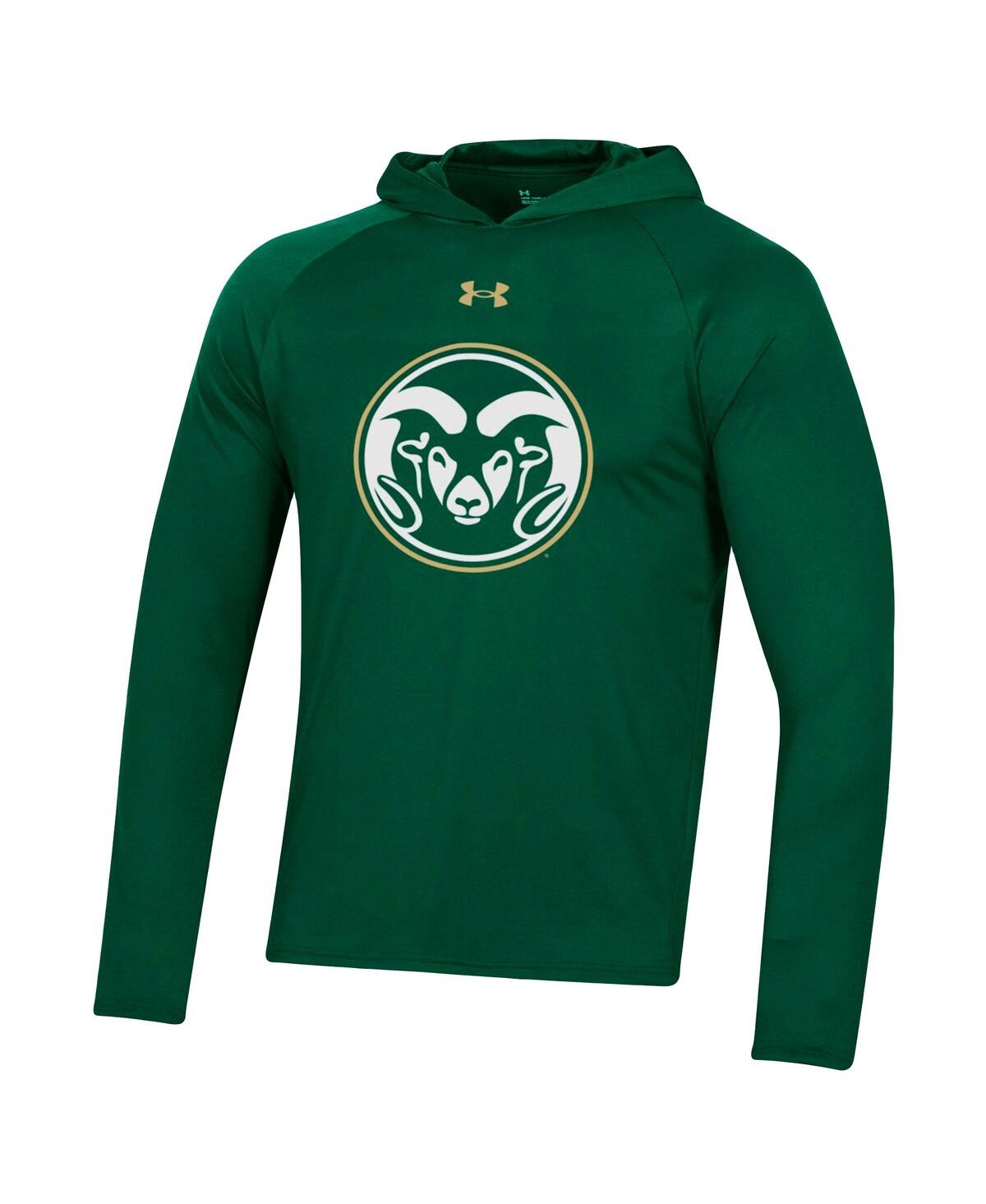 Shop Under Armour Men's  Green Colorado State Rams School Logo Raglan Long Sleeve Hoodie Performance T-shi