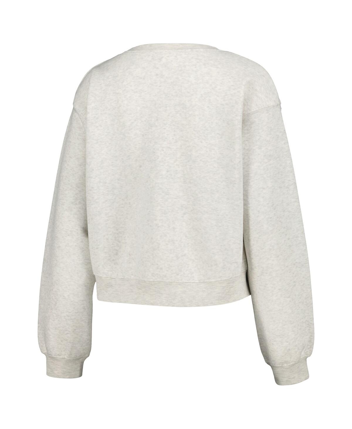 Zoozatz Women's  Oatmeal North Carolina Tar Heels Core Chenille Cropped Pullover Sweatshirt In Oatmeal