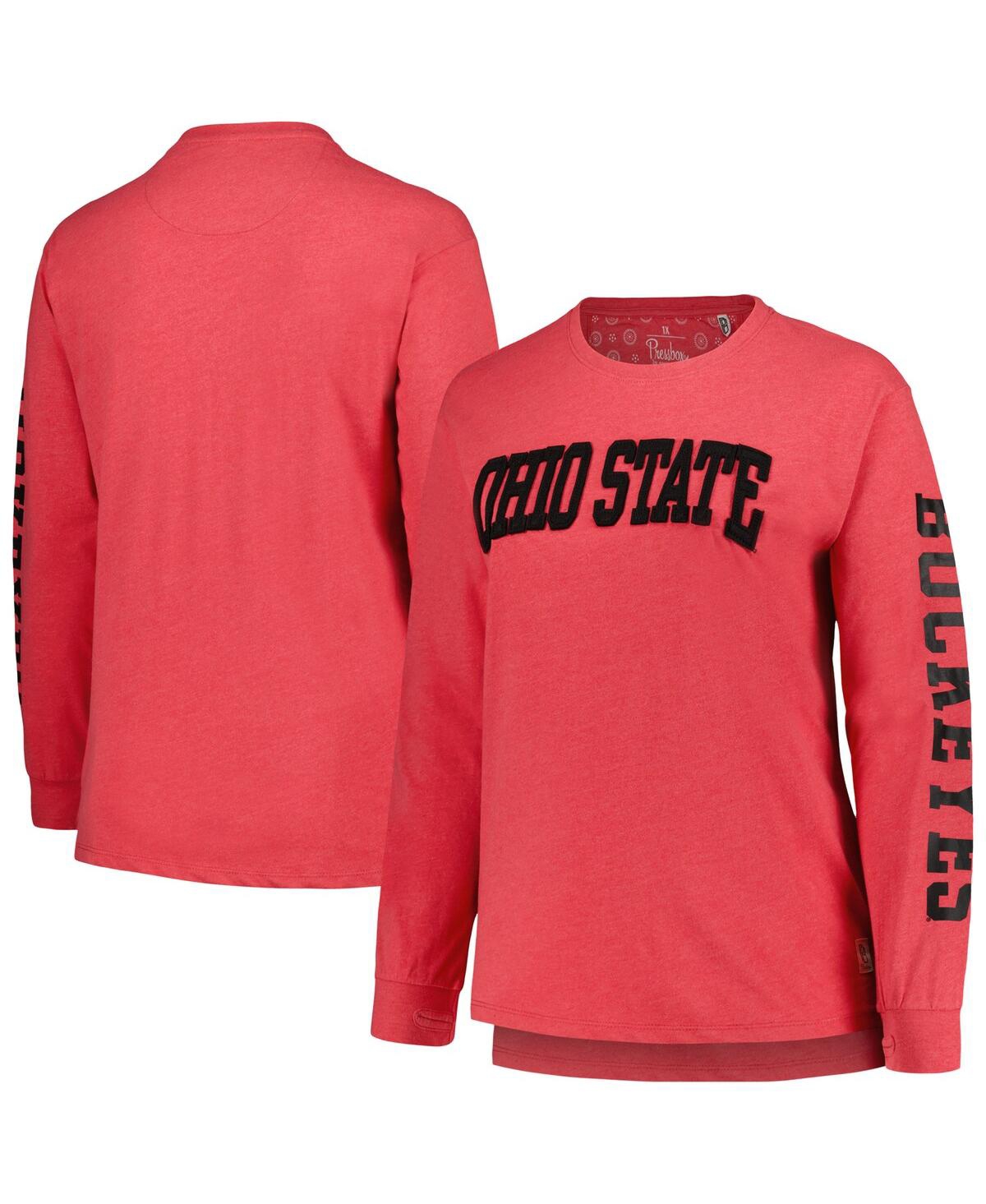 Shop Pressbox Women's  Scarlet Ohio State Buckeyes Plus Size 2-hit Canyon Long Sleeve T-shirt