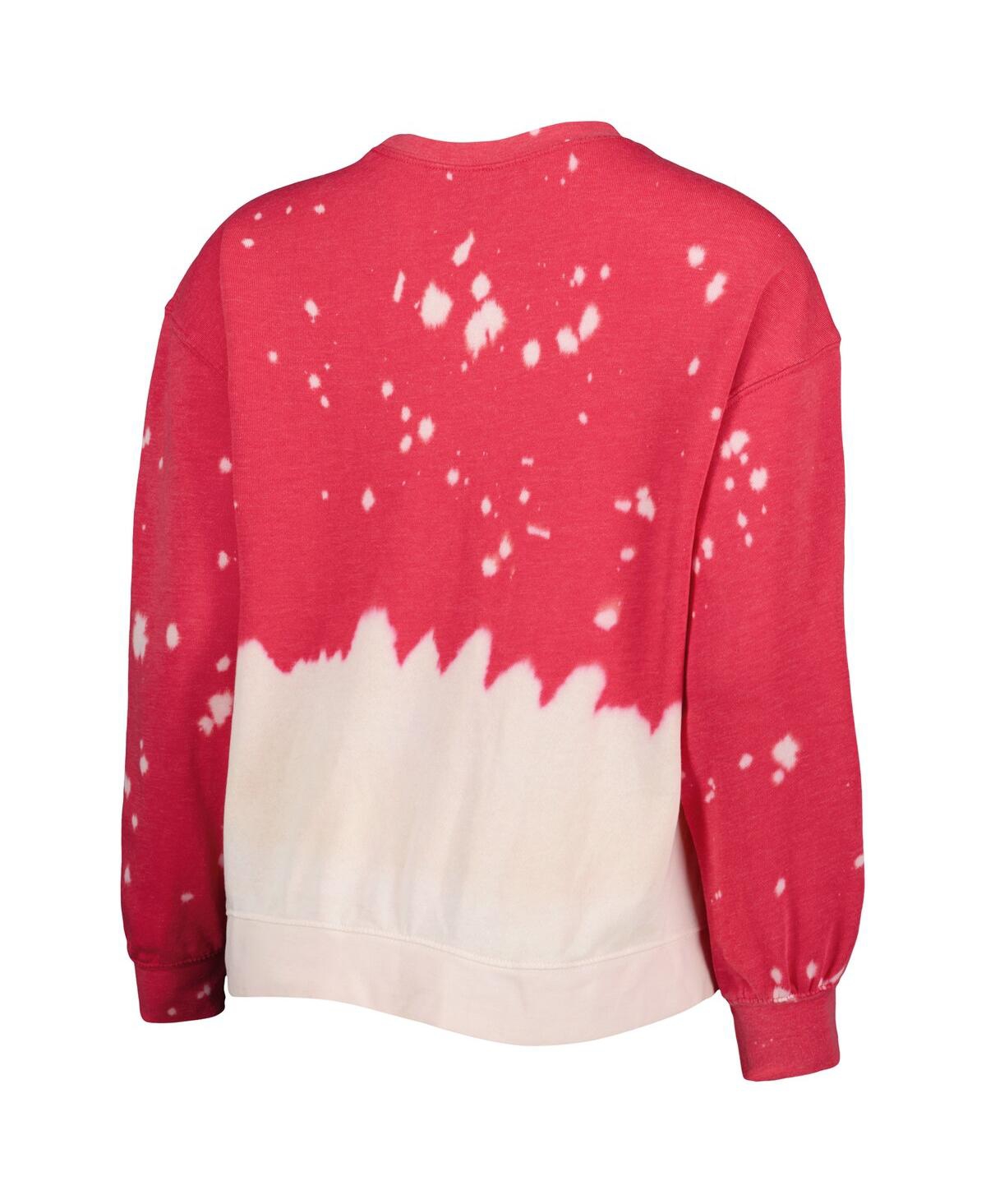 Women's Gameday CoutureDistressed Arkansas Razorbacks Twice As Nice Faded Dip-Dye Pullover Long Sleeve Top - Cardinal