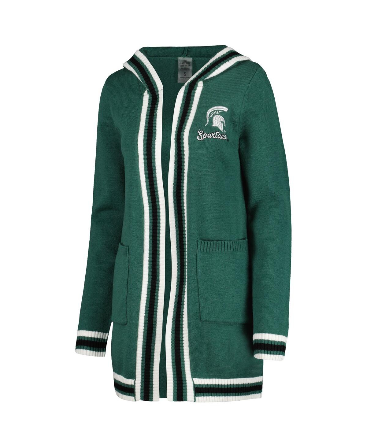 Gameday Couture Green Michigan State Spartans One More Round Tri-blend Striped Hooded Cardigan Sweat In Green
