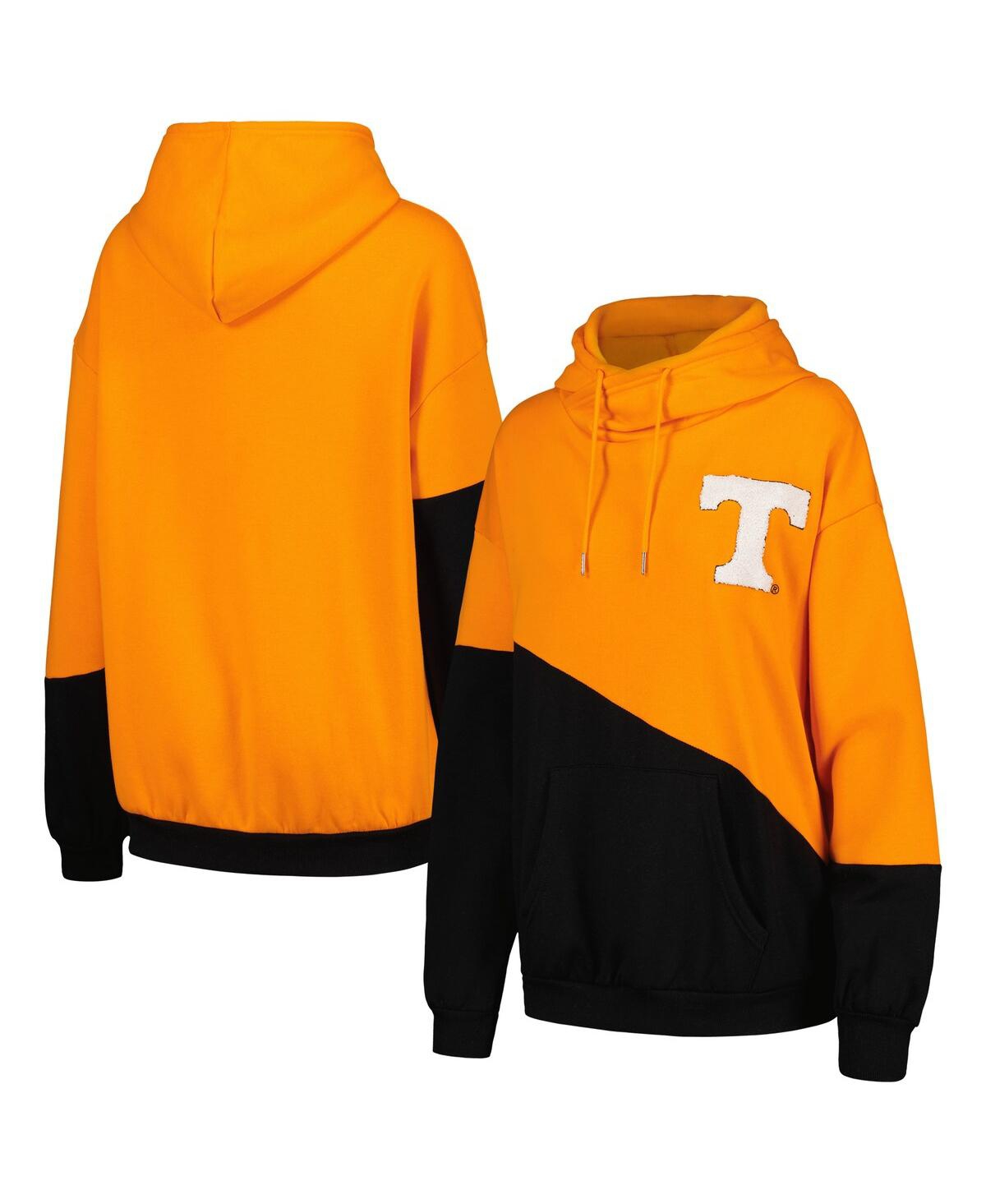 Women's Gameday Couture Tennessee Orange, Black Tennessee Volunteers Matchmaker Diagonal Cowl Pullover Hoodie - Tennessee Orange, Black