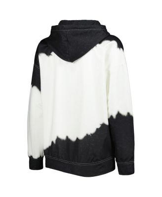 Women's White, Black Distressed Oklahoma State Cowboys For the Fun Double Dip-Dyed Pullover Hoodie