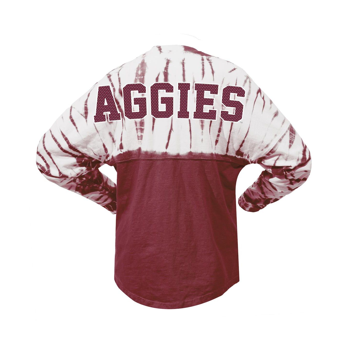 Женская футболка Spirit Jersey Maroon Texas A&M Aggies Tie-Dye Long Sleeve Jersey — фото 3
