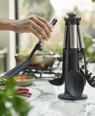 Elevate Silicone Carousel 5-Piece Utensil Set with Rotating Storage Stand