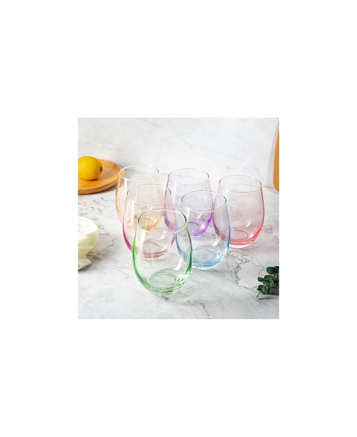 The Wine Savant Glass Colored Stemless Wine Glass, Set Of 6 In Multicolor
