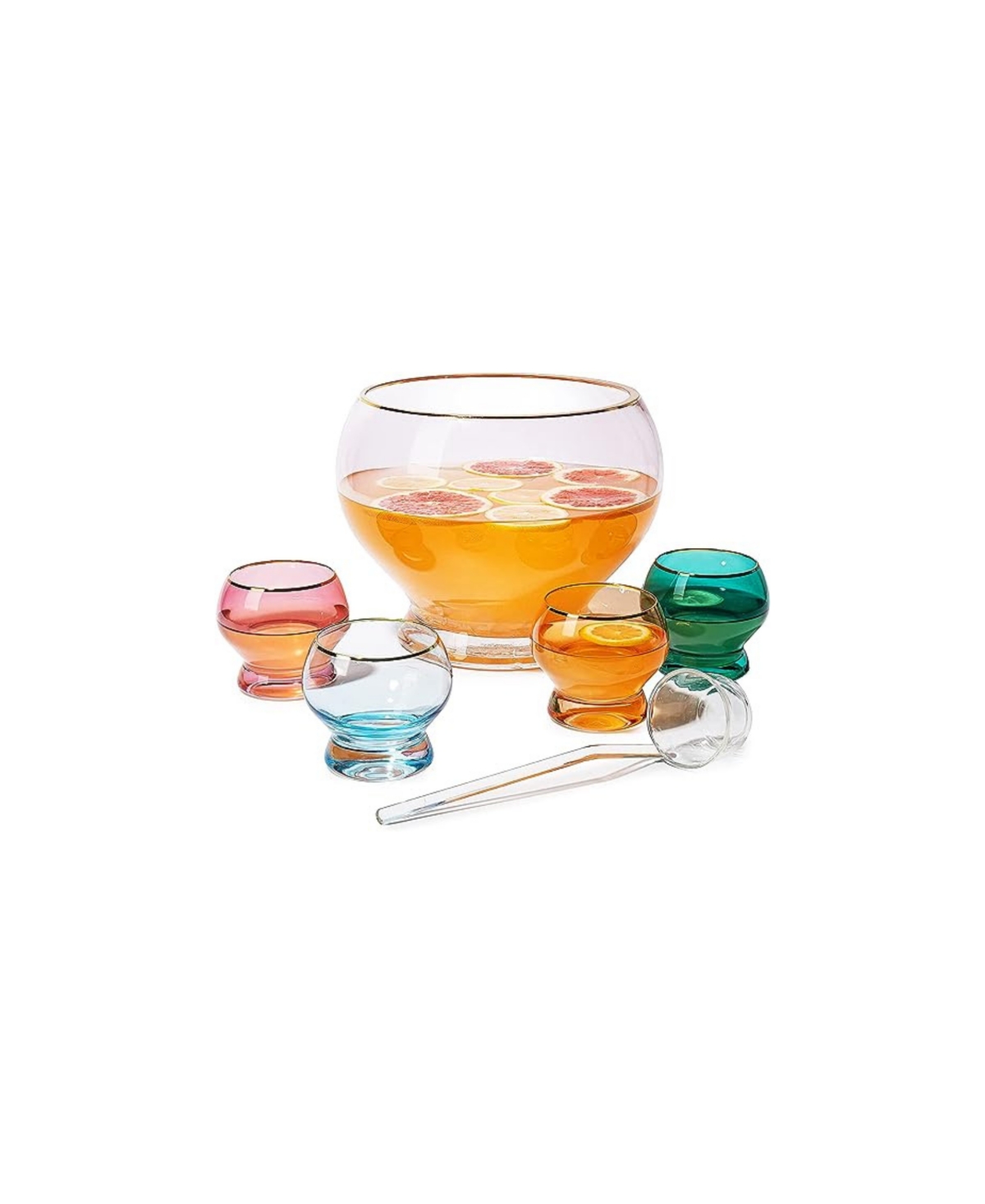 The Wine Savant Colorful Punch Bowl & Glasses Set, 6 Piece Set In Multicolor
