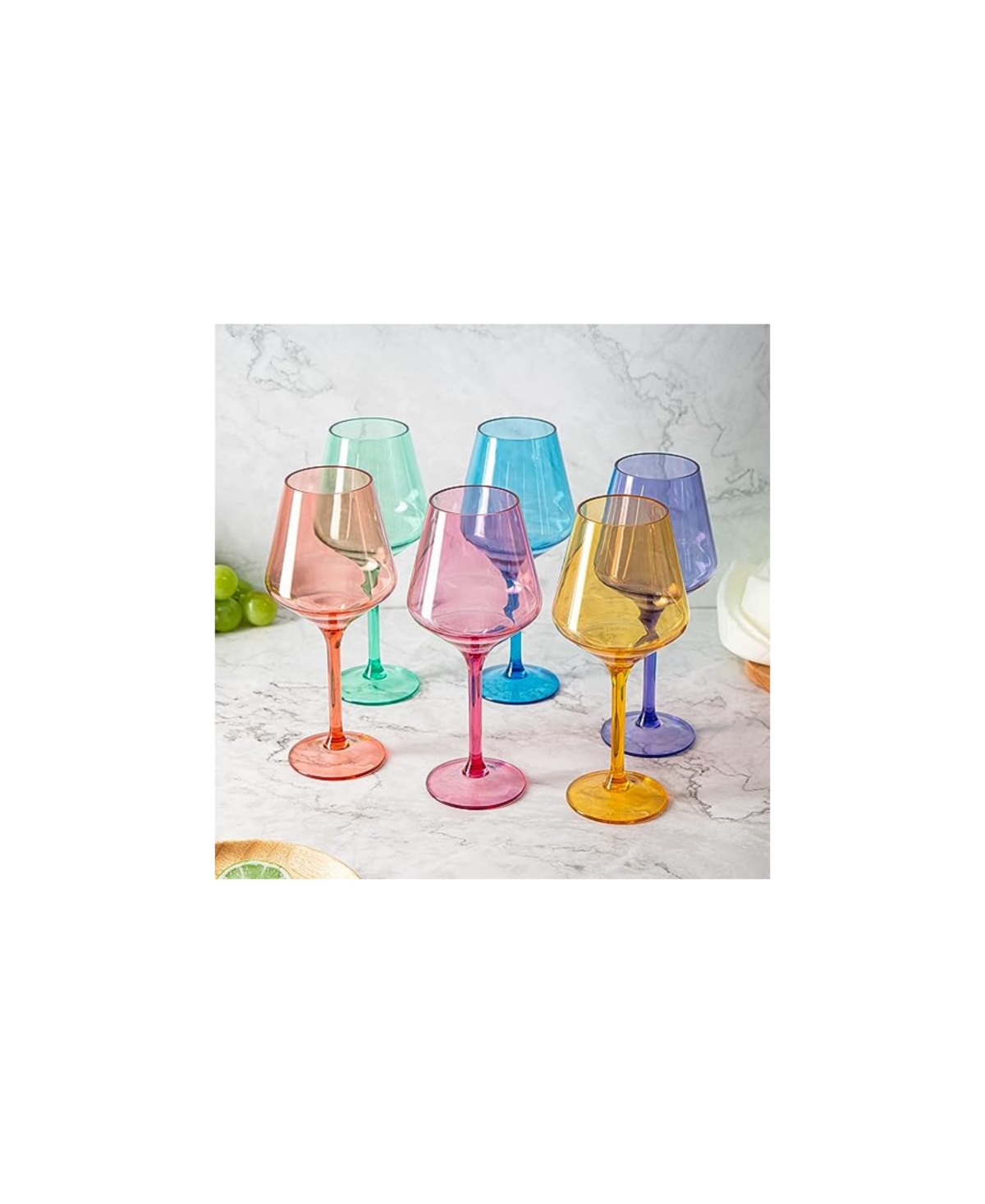Shop The Wine Savant Acrylic Colored European Style Crystal, Stemmed Wine Glasses, Acrylic Glasses, Set Of 6 In Multicolor