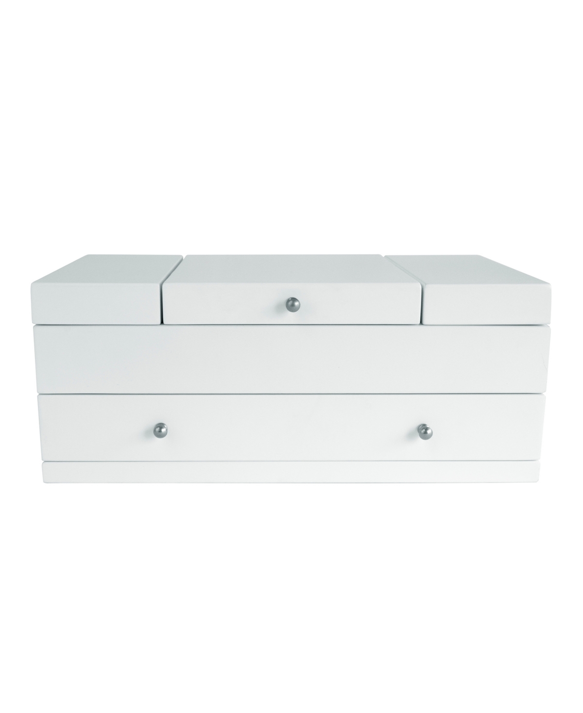Mele & Co Mele Co. Everly Wooden Triple Lid Jewelry Box In White With Interior In Pink