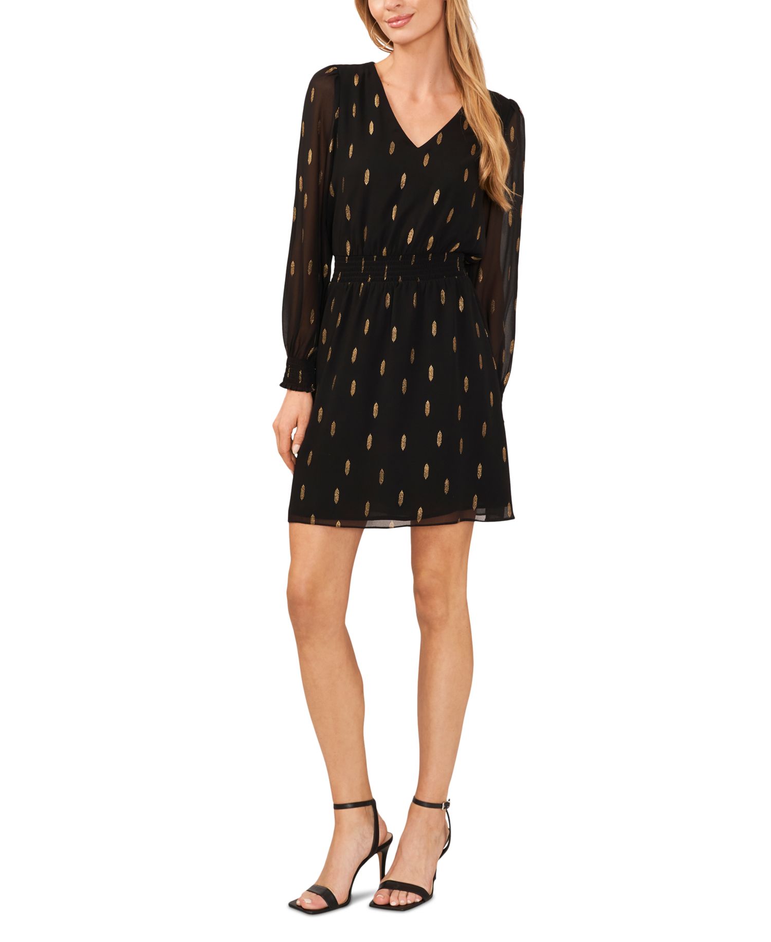Petite Metallic Print Fit & Flare Dress