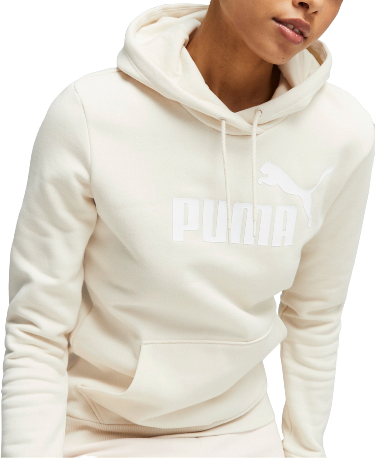 Puma Women's Essentials Logo Fleece Sweatshirt Hoodie In Alpine Snow