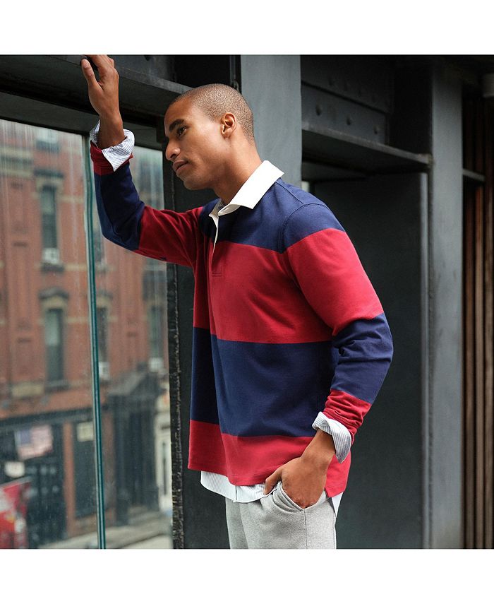 Lands' End Men's Tall Long Sleeve Stripe Rugby Shirt Macy's